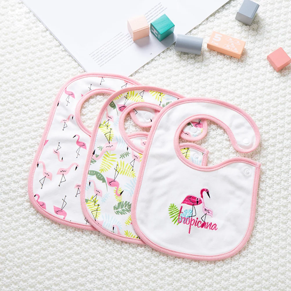 

3pcs Flamingo Pattern Cotton Bib Lovely Infant Bib Saliva Towel Lunch Feeding Bibs for Newborn Baby