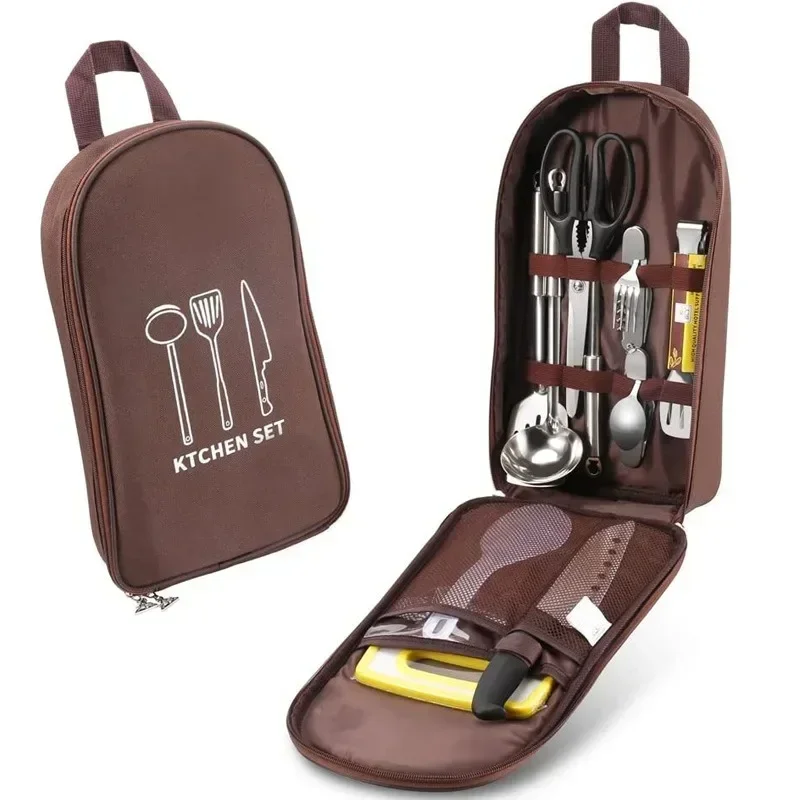 Outdoor Cookware Bag Camping Storage Bag Portable Travel Utensil Bag Cooking Utensil Organizer Storage Pouch (No Tableware)