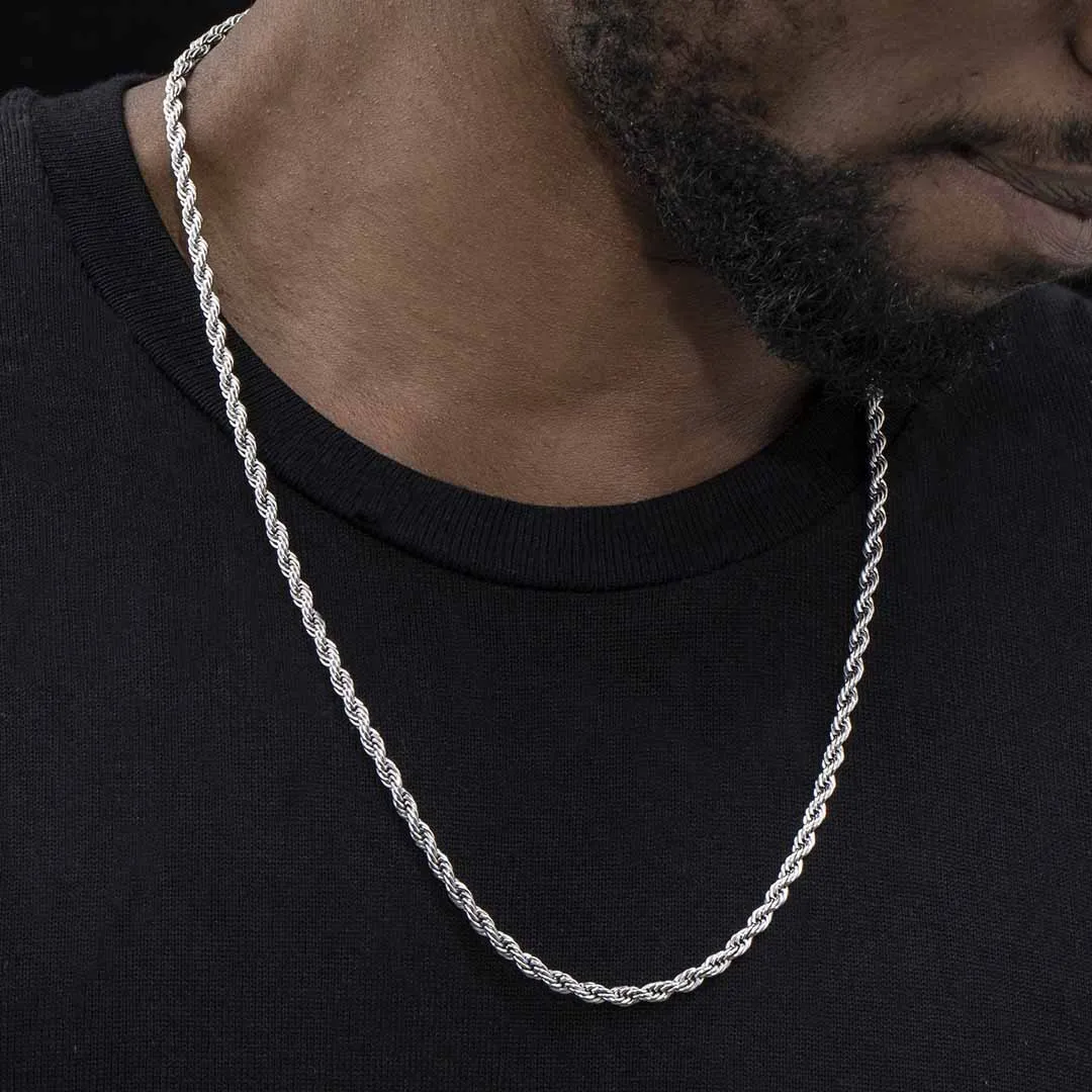 Twist Rope Chain Necklace Men Stainless Steel Ropes Long Necklace Minimalist 3mm 60cm