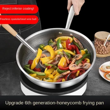 Padella profonda in acciaio inossidabile padella antiaderente a doppio uso padella antiaderente fornello a gas padella per uova bistecche per uso domestico 1