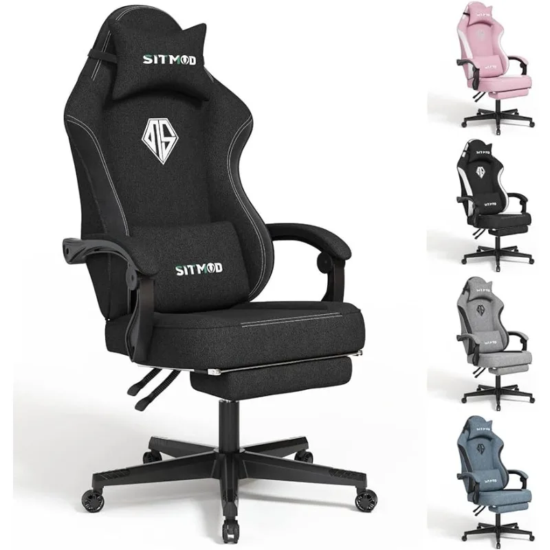 

Игровой стул для взрослых с подставкой для ног-компьютерный эргономичный стул для видеоигр-спинка и сиденье регулируемое по высоте вращающееся офисное кресло