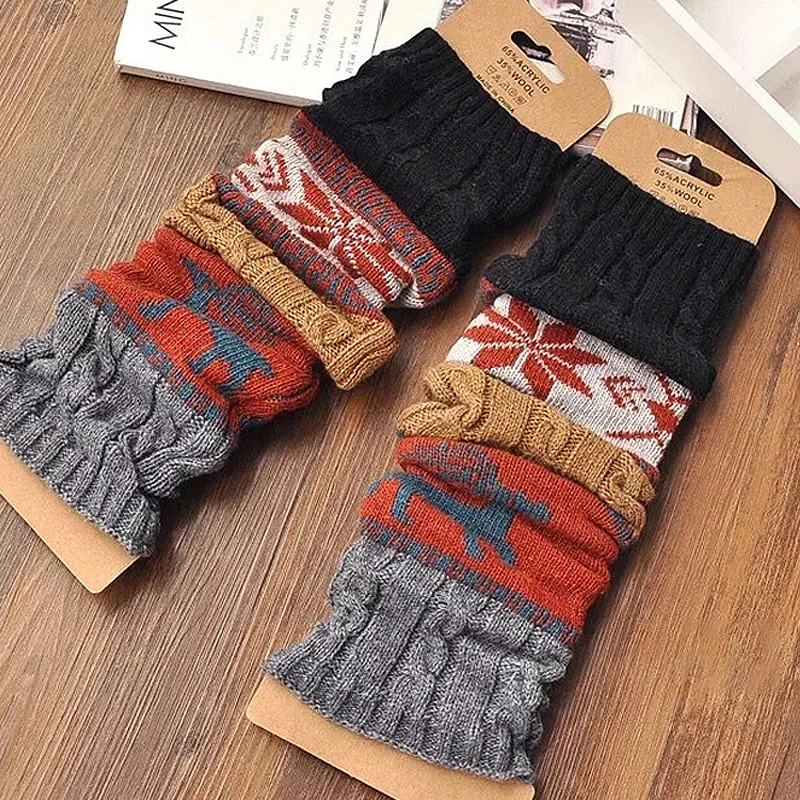 

Autumn And Winter Fried Dough Twists Snowflake Fawn Socks Knitting Knee Protector Wool Pile Socks Warm Leg Protectors