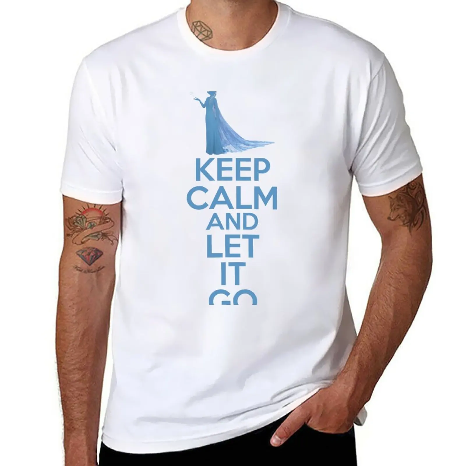 

Футболка с надписью Keep Calm and Let It Go, кавайная одежда, футболка с коротким рукавом, тяжелая блузка, футболки для мужчин с графическим рисунком