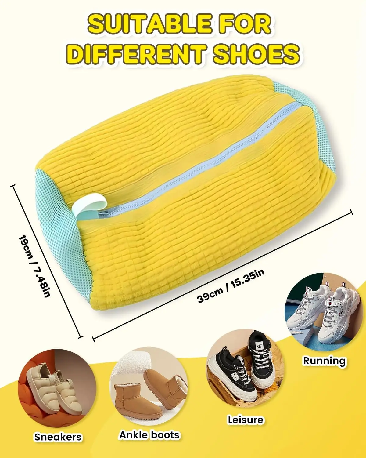 1/2PCS Washing Shoes Bag Cotton Laundry Fluffy Fibers Easily Remove Dirt Washing Bags Anti-Deformation Shoes Clothes Organizer 3