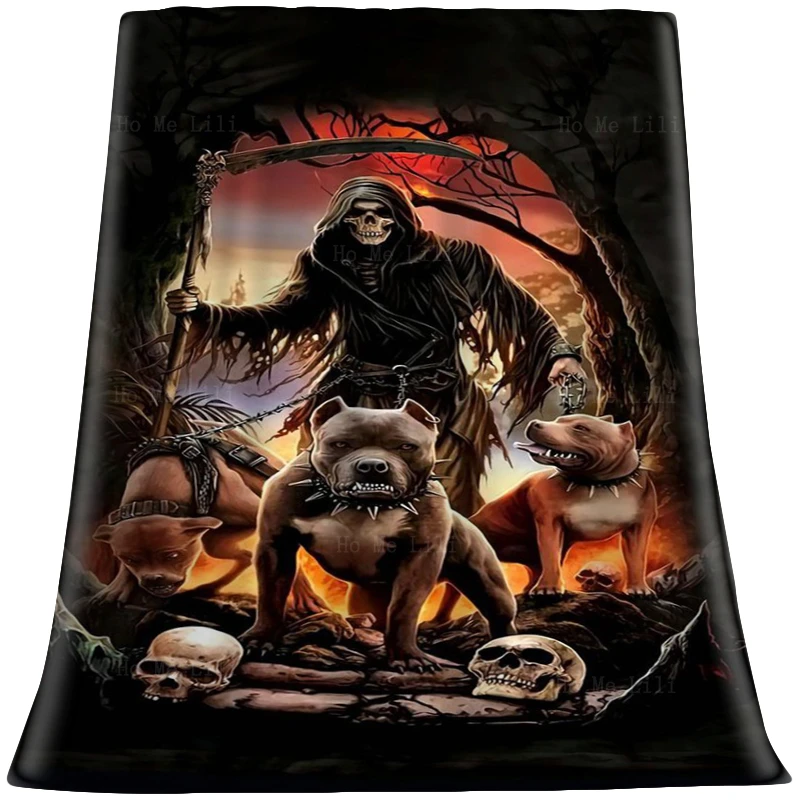 Skeleton Fantasy Death Vampire Reaper Grim Hell Monster Spettrale Happy Halloween Flanella Coperta Di Ho Me Lili Fit For Sofa Use