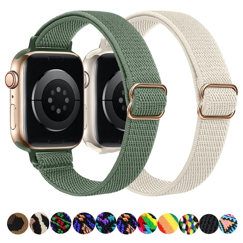 

Slim Scrunchie Strap for Apple watch band 40mm 44mm 38mm 42mm Elastic Nylon solo Loop bracelet for iWatch 3 4 5 6 se 7 45mm 41mm