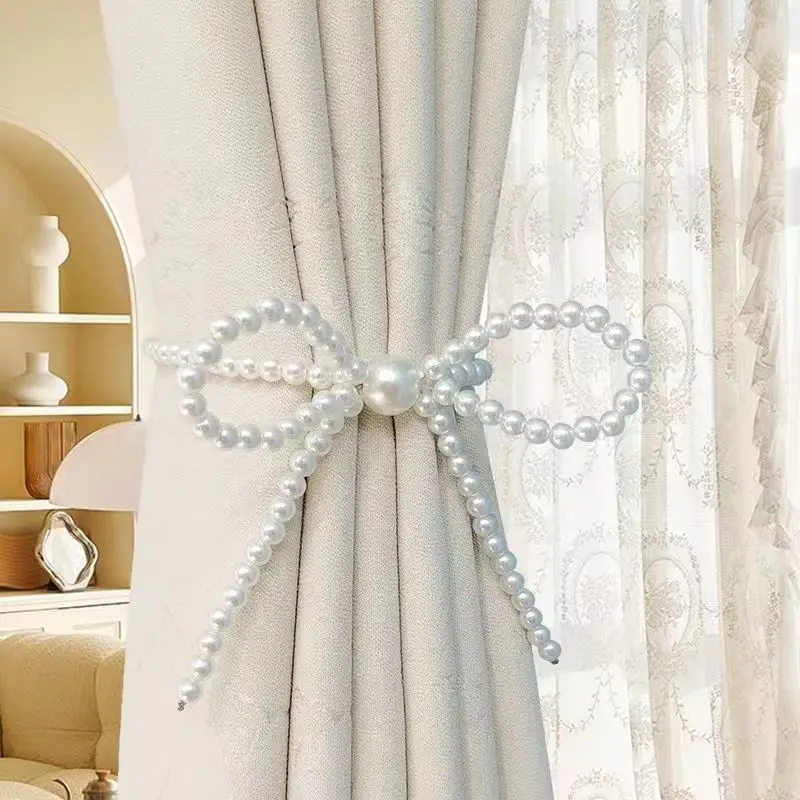 

1Pc Curtain Tieback High Quality Pearl Magnetic Holder Hook Buckle Clip Pretty and Fashion Polyester Decorative Home Accessorie