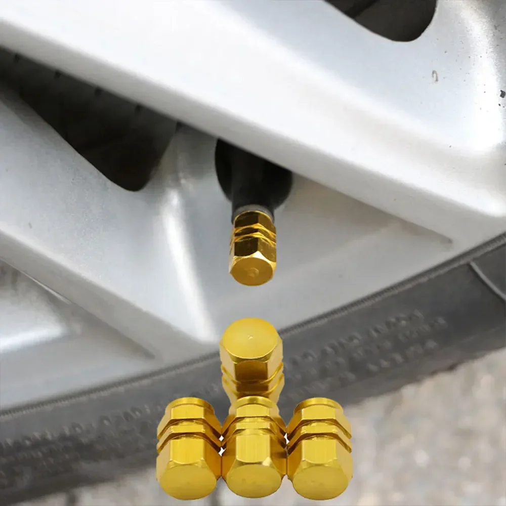 Aluminum Alloy Hexagon Tire Valve Stem Caps - Set of 4