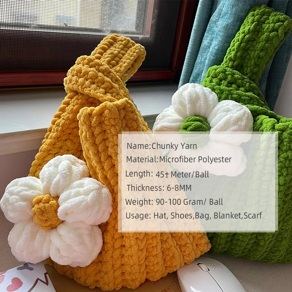 100G Chenille Yarn 100% Polyester Vegan Chunky Yarn Jumbo Yarn Knitting Materials for Knitting Scarves Blankets 4