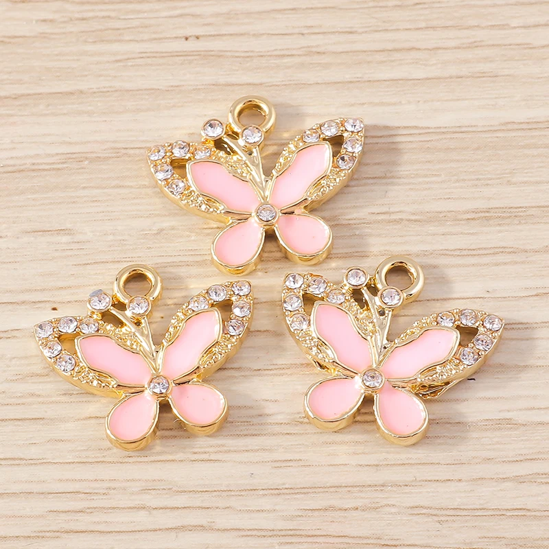 10 Stück 18x16mm Niedliche Tier-Anhänger Kristall-Emaille Schmetterling Charms Anhänger für Schmuckherstellung DIY Ohrringe Halskette Bastelbedarf – Detail 5