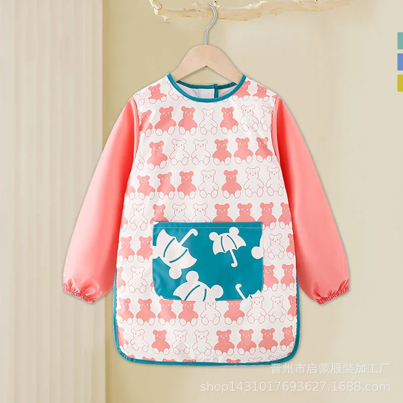 Waterproof Overall Children's Apron Baby Feeding Smock Painting Eating Coverall Anti-Mess Protective Clothing for Toddlers