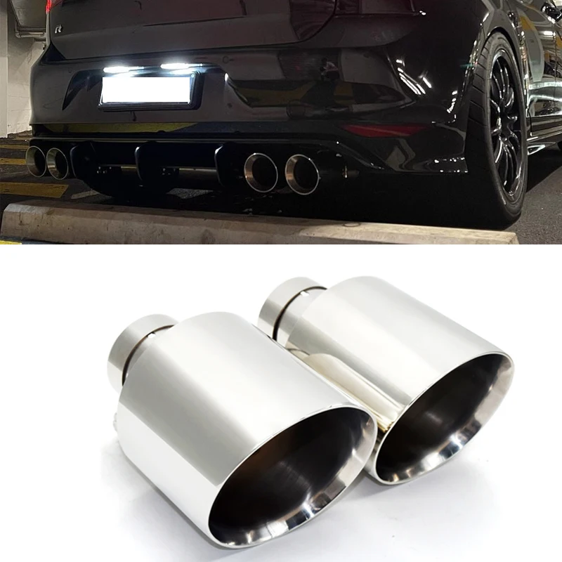 Punta De Escape Universal De Acero Inoxidable Para Coche - Embellecedor De Tubo Trasero Con Apertura Inclinada Y Diseño Deportivo