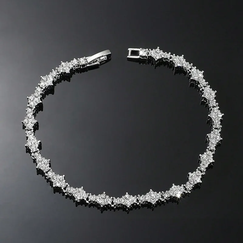Round Stone Star Cubic Zirconia Bracelet Hip-Hop Jewelry For Men Shiny Elegant Fashion Accessory Classic Gift For Birthday - Image 3