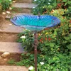 Large Outdoor Glass Bird Bath Garden Feeding Bowls Water Bath Spa Table Balcony 1