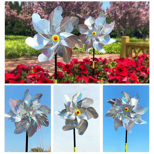 Szélfutó Fényvisszaverő Madárcsökkentő Szélmalom Kerti Dekoratív Pinkerék Kültéri Madár-Szaggatott Berendezések - Image 2