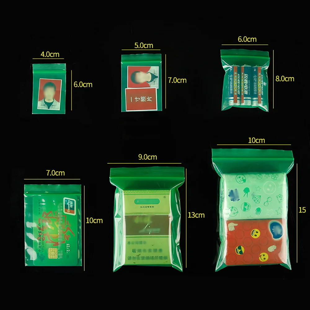 100Pcs Transparent Color Zip Lock Plastic Packaging Gift Storage Bag Food Powder Herb Small Flat Pouches PE Mini Sachets 4