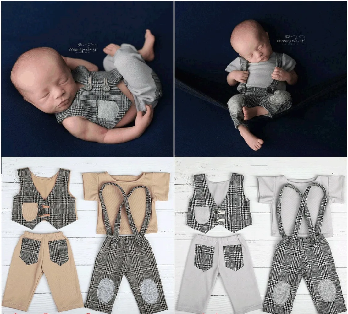 

Newborn Photography Prop for Outfits Props Baby Boy Pants Set Birthday Picture Shoot Costume fotografia Photo Accessories