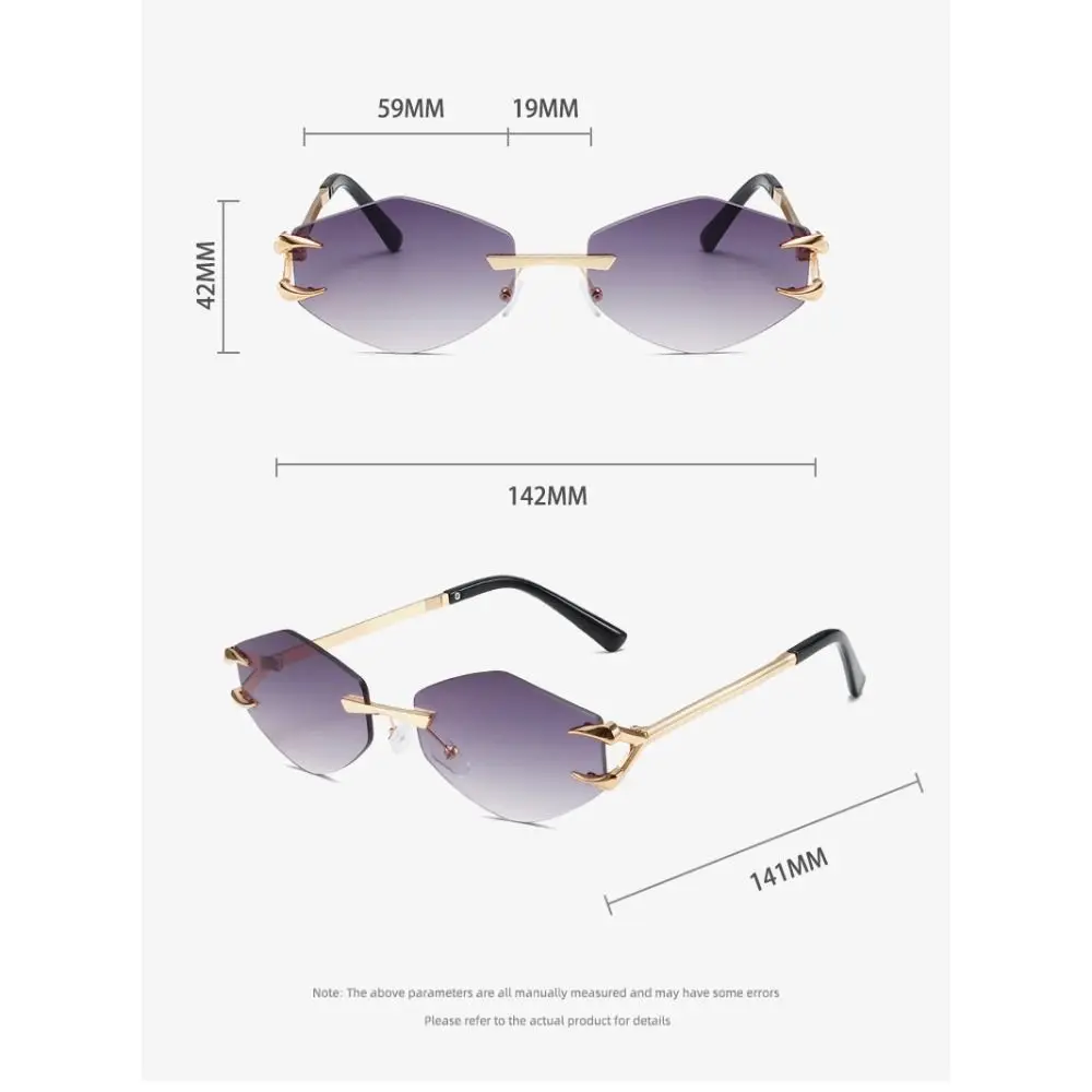 Fashion Rimless Square Sunglasses Retro Small Frame Gradient Frameless Sunglass Hip Hop UV400 Popular Metal Eyewear Men Women