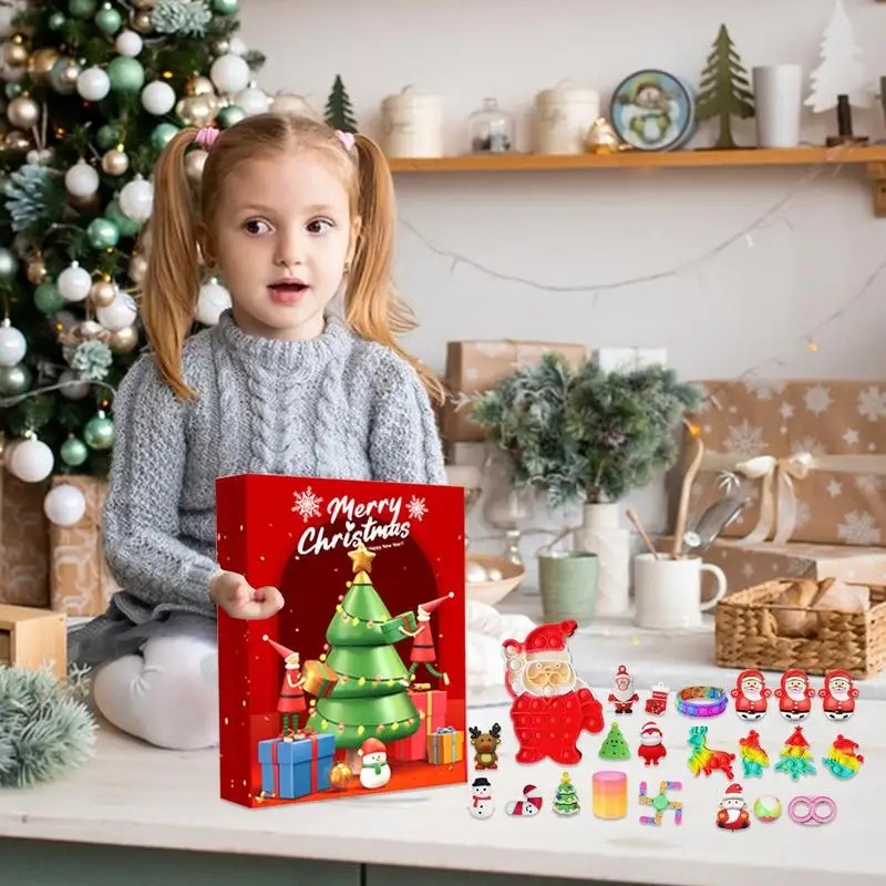 Christmas Advent Calendars Anti Stress Squeeze Toys 2024 Christmas Countdown Calendar Collectible Figurines Kids Xmas Gift Box