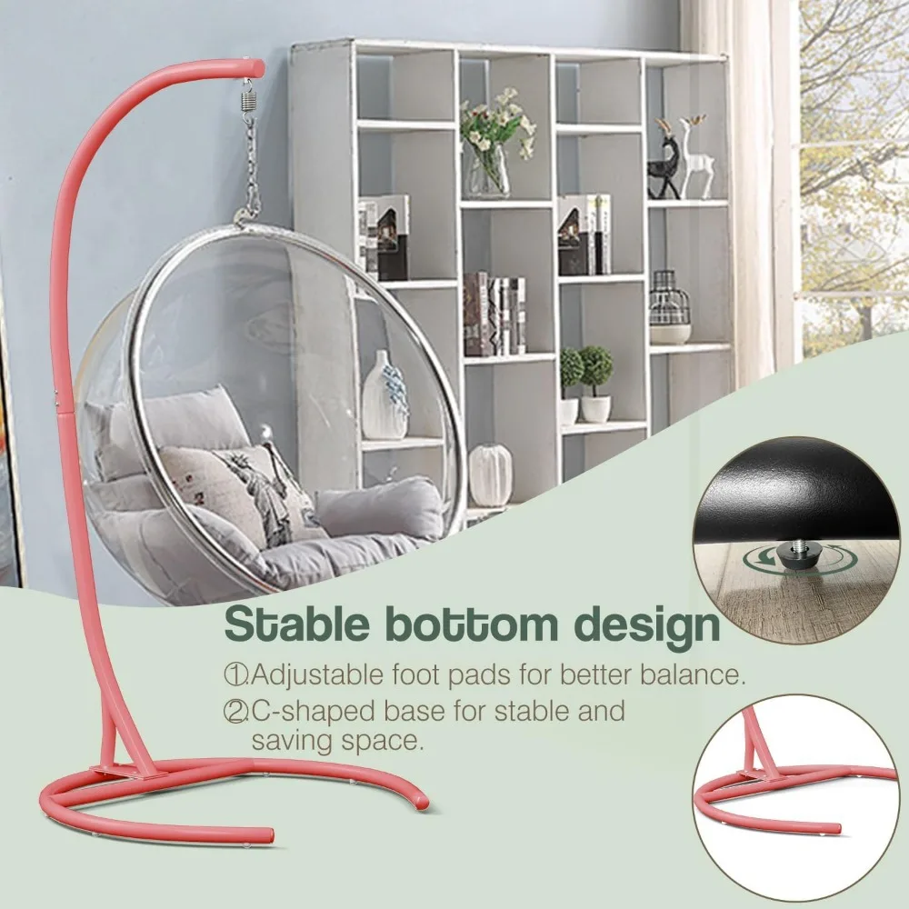 300lbs Hammock Chair Heavy Duty Hanging Chair Stand Only 360 Degree Rotation C Stand Frame, Patio Swings 2