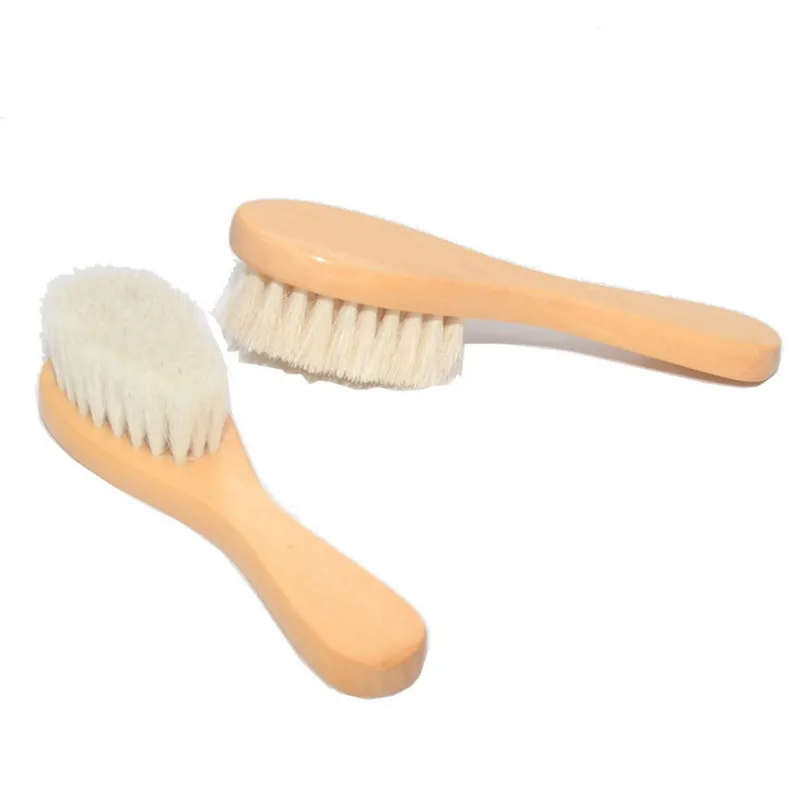 Baby Hair Brush With Wooden Handle And Super Soft Pure Natural Wool Bristles For Newborns & Toddlers Infant Comb Head Massager curly hair brush hair brush comb hair comb hair comb set wooden handle brush