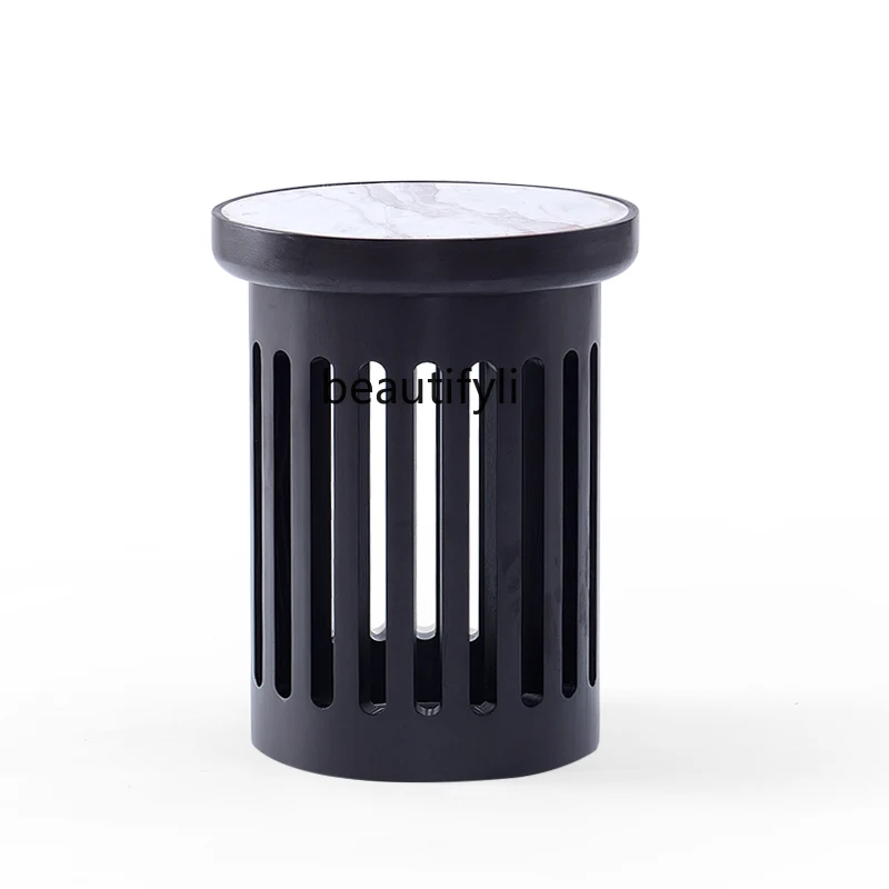

New Chinese Style Tea Table Solid Wood Zen Living Room round Tea Table Side Table Corner Table Stand round Storage Rack