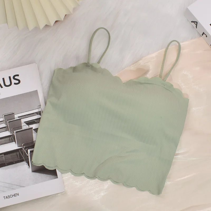 Sports Bras for Women Fashion Summer Sexy Push Up Lingerie Ice Silk Seamless Word Sling Female Tube Top White Top Tanks women lingerie bra