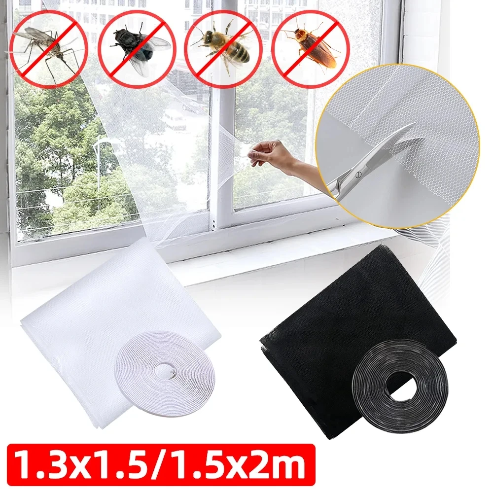 Mosquitera autoadhesiva para ventana, malla antimosquitos para puerta,  bricolaje, Corte libre, cortina antimoscas e insectos - AliExpress