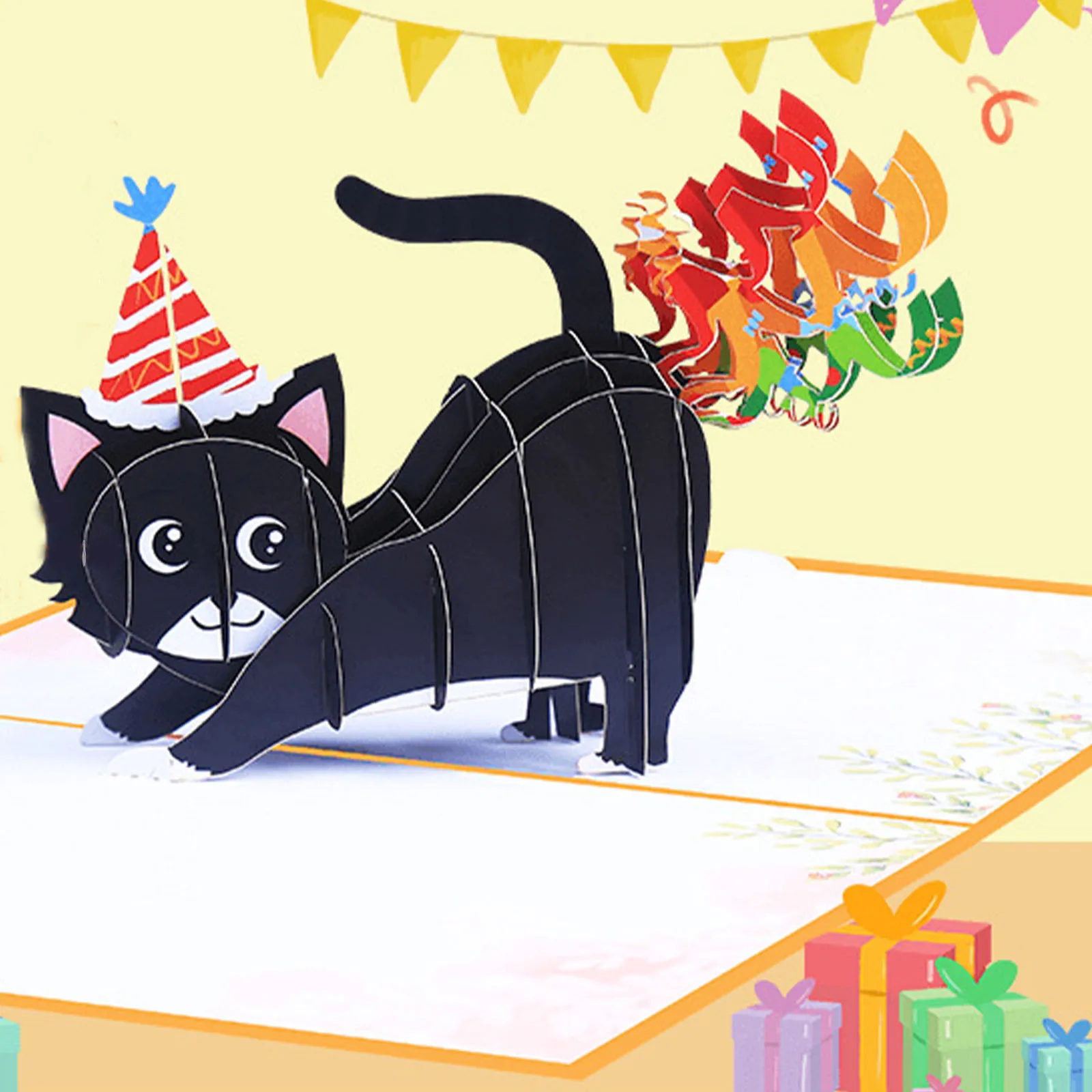 1pcs 5x7Inch 3D Envelopes Greeting Cards Unmatched Birthday Card Black Cat Envelope Postcards Explosive Laughter Lover Greeting