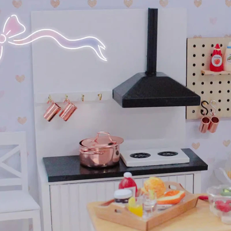 Doll House Copper Vintage Kettle 5-piece Dollhouse Mini Simulation Decorative Kitchen Toys
