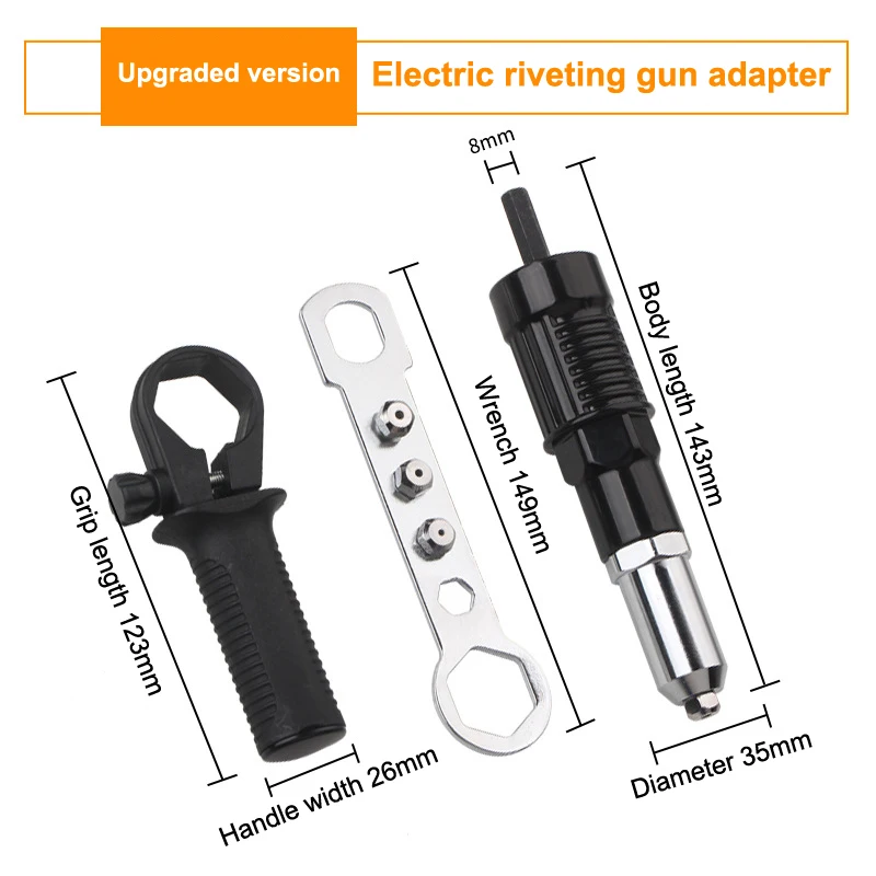 1Set Riveting Machine Electric Rivet Gun Adapter 2.4mm-3.2mm-4.0mm-4.8mm Riveting Tool Home Riveting Machine For Electric Drills