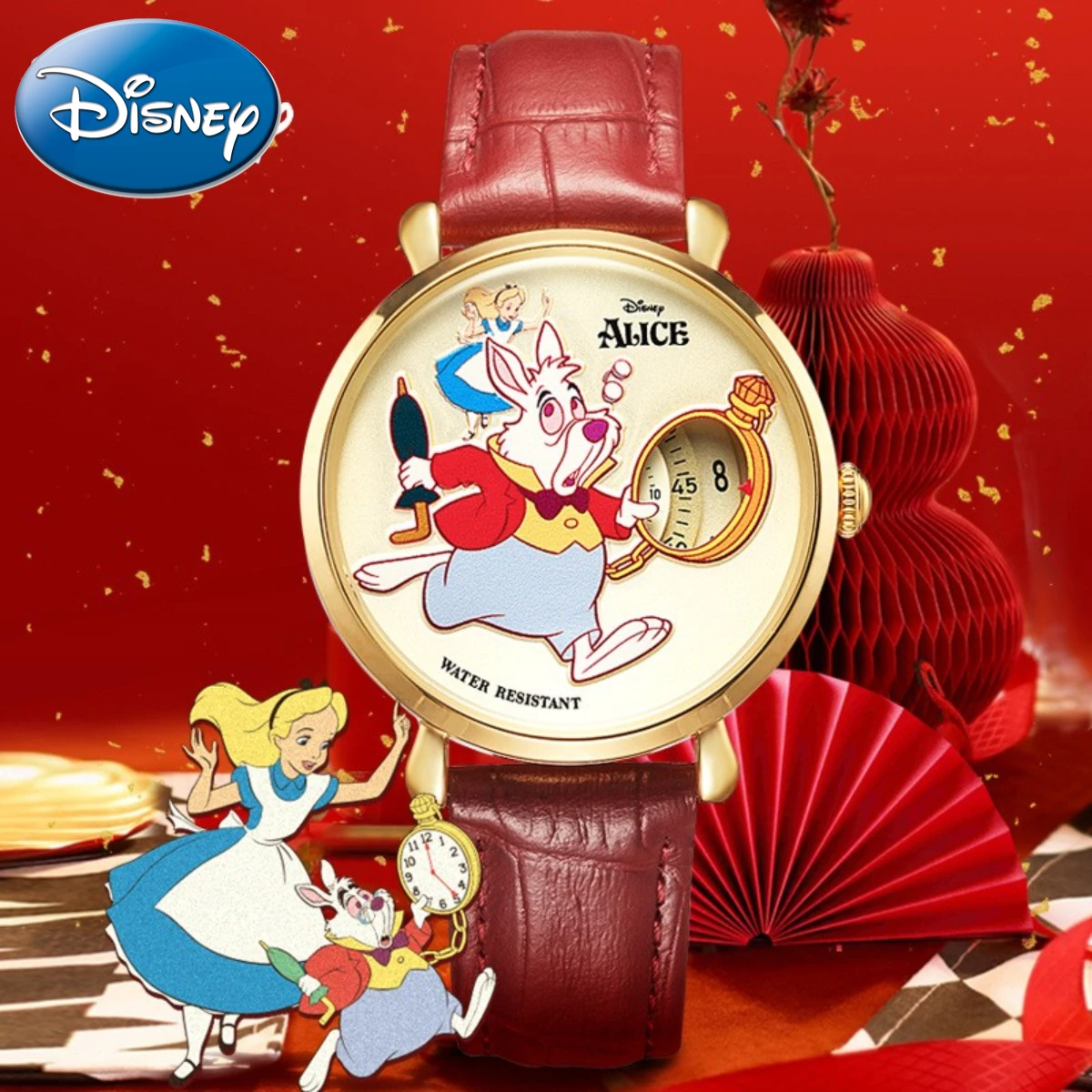 disney-gift-alice-sleepwalking-wonderland-mr-white-rabbit-2023-rabbit-year-no-point-watch-student-waterproof-relogio-feminino