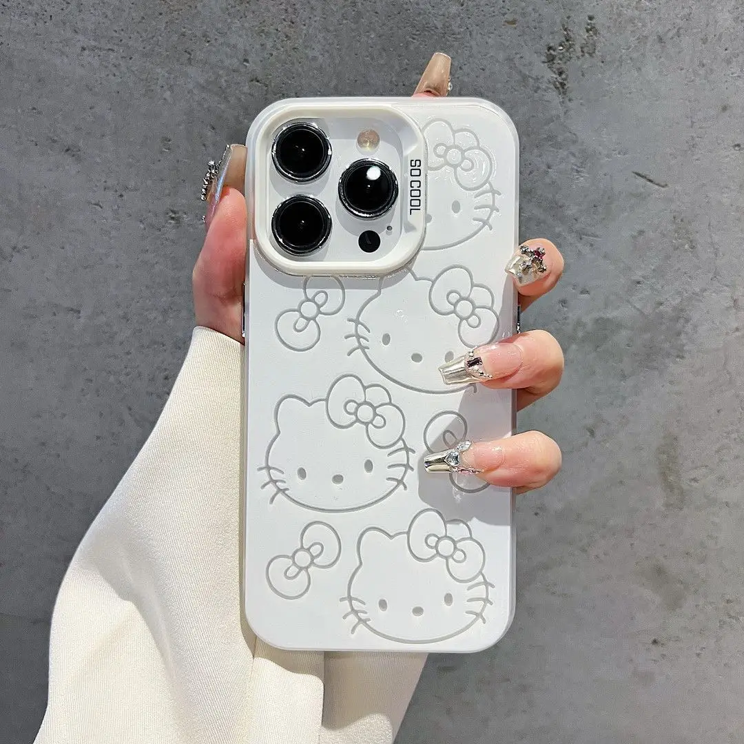 thumbnail image 1 of Sanrio-funda de teléfono con cabeza de Hello Kitty, carcasa trasera anticaída para iPhone 16, 15, 14, 13, 12, 11, ProMax, 78Plus, XR, XSMAX, MINI Y2K, 1 of 4