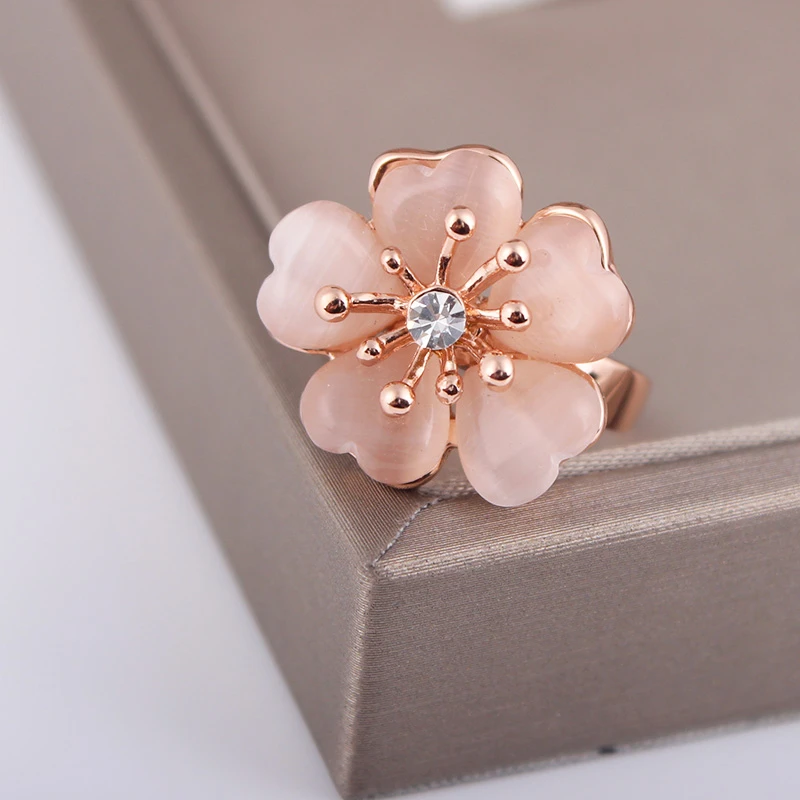 Ajojewel Rose Gold-color Girls Cute Ring Opal Flower Finger Jewelry Spring 2024 Woman Gift to offer Ajojewel Rose Gold-color Girls Cute Ring Opal Flower Finger Jewelry Spring 2024 Woman Gift to offer