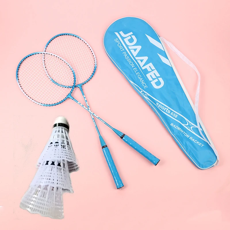 Badminton Racket Set (1 Pair of Racket + Storage Bag + 3 Nylon Badminton) Iron Alloy Training Home Entertainment Split Badminton Racket Ultra-Light Single and Double Racket Durable Badminton Racket Set
