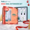 Nailpop Christmas Nail Art Kit Xmas Fake Nail Tips Set Portable UV LED Lamp Soft Gel Glue for Quick Nails Extension Gift Kit 1