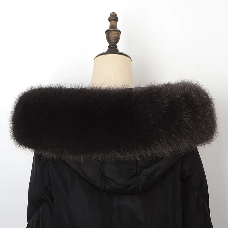 New Faux Fox Fur Collar Winter Women Fake Fur Scarf Shawls for Coat Warmer Decor Furry Hood Trims Parkas Jacket Fur Scarves
