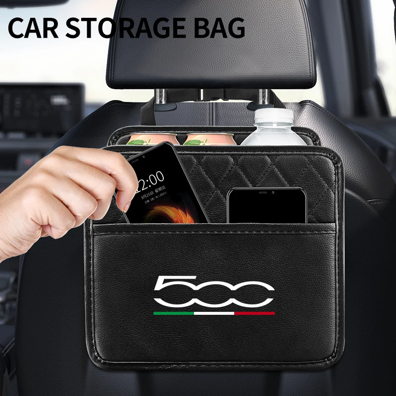 Car Rear Seat Back Storage Bag Multi Hanging Pocket Organizer For Fiat Abarth 500 Interior Accessories Supplies