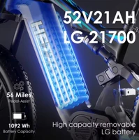 Vélo électrique HEZZO K9, moteur 1500W, batterie 52V21AH, cadre en fibre de carbone, pneus larges 26×4,5 pouces, frein à disque hydraulique, vélo électrique tout-terrain de montagne 3