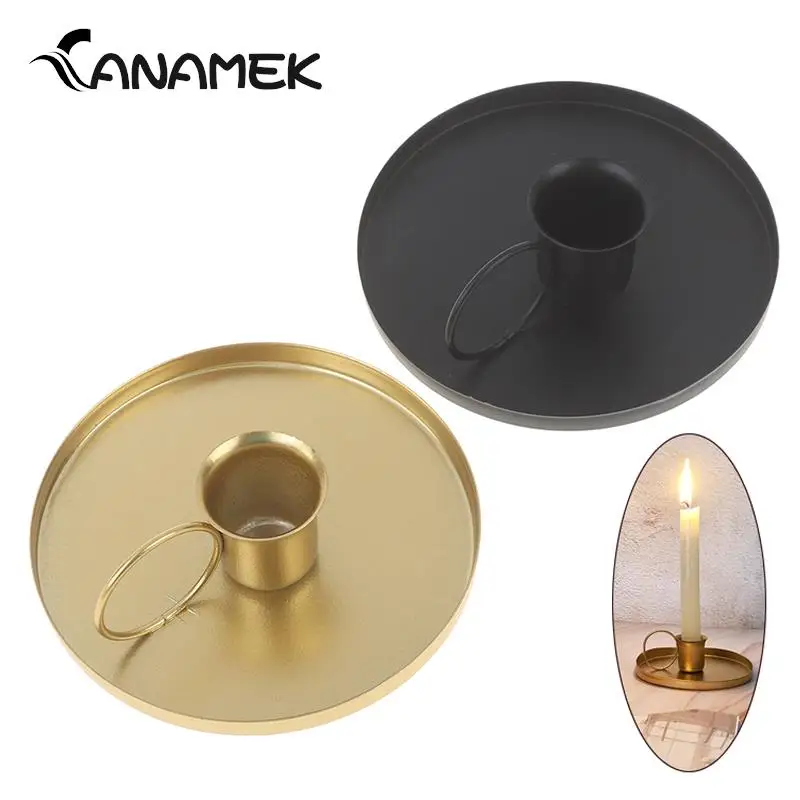 Iron Black Gold Plated Candle Holders Pillar Metal Plate For Wedding Party Festival Candlestick Holder Art Gift Home Decoration 1
