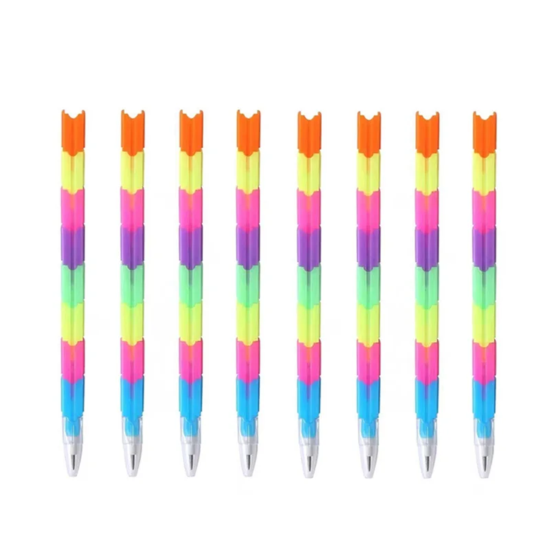 8Pcs Assembled Pencil for Student No Need Sharpen Funny Pencils for Kids Korean Stationery Supplies