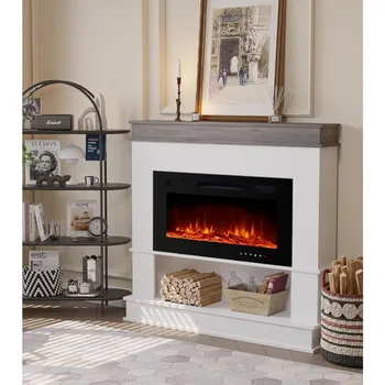 Electric Fireplace with Mantel,Freestanding Fireplace Heater with 30 1