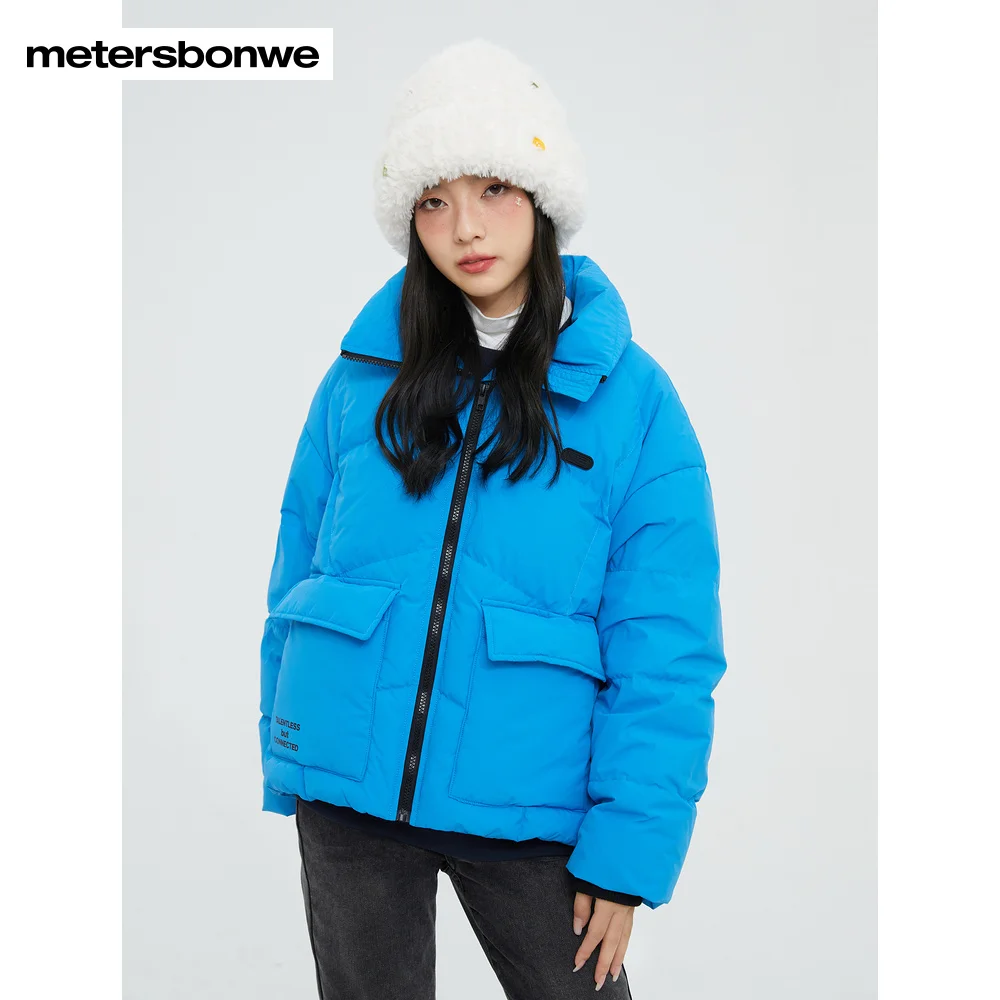 Metersbonwe Women's 22New Winter Solid Color Stand Collar Down Jackets 80%Duck Down Short Loose Warm Wear Fashion Outwear