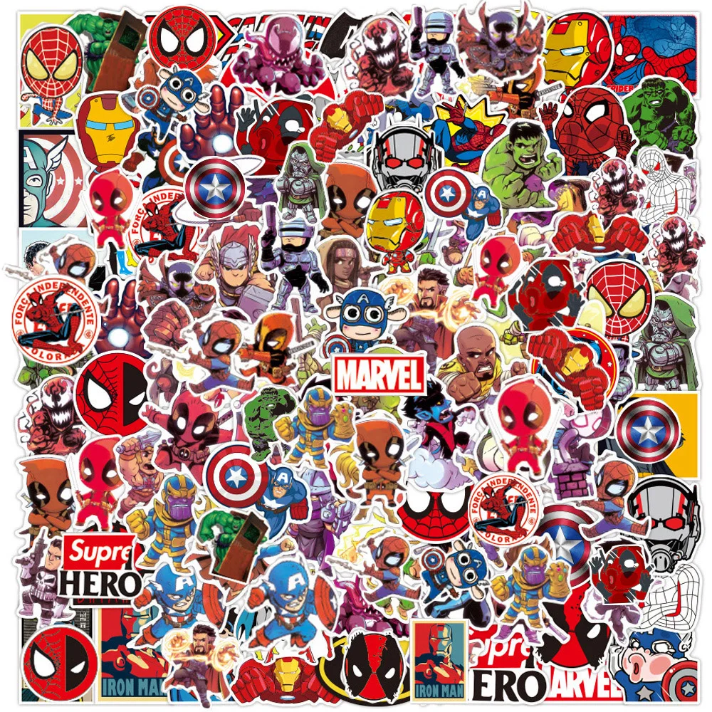 10/30/50/100PCS Disney Marvel The Avengers Anime Cartoon Sticker DIY Skateboard Laptop Phone Bike Car Waterproof Stickers Decals