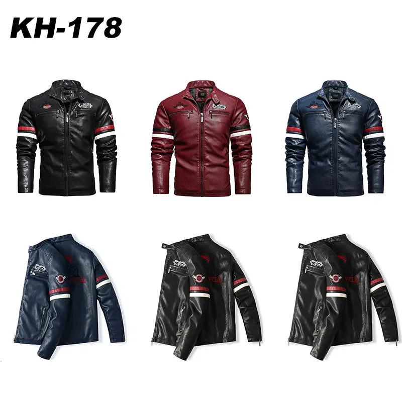 Motorcycle Jacket Leather Men's Brand Moto Leather Jacket Coat Men Handsome Washed Embroidery Biker PU Male Jaqueta Men