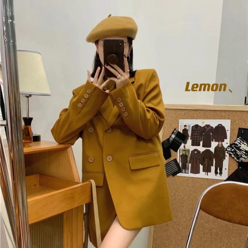 

UNXX Classical Solid Coat Office Lady Casual Cloth Double Breasted Long Sleeve Women Blazer Jacket Women Clothing Harajuku Coats