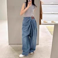 Plus Size American Wide Leg Denim Jeans Women Fashionable Drapey Floor-Length Pants Spring Summer New Design Loose Fit Trousers - Image 5