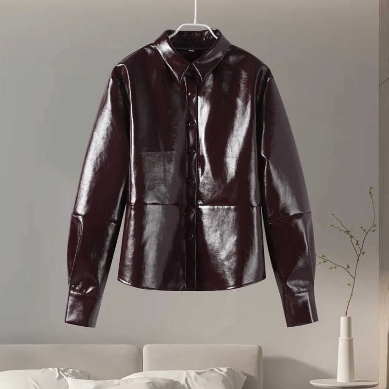 Casual Leather Jacket Skirt Set for Women 2 Pieces Lapel Single Breasted Top Mini Skirts Autumn Lady Y2k All-matching Outfits