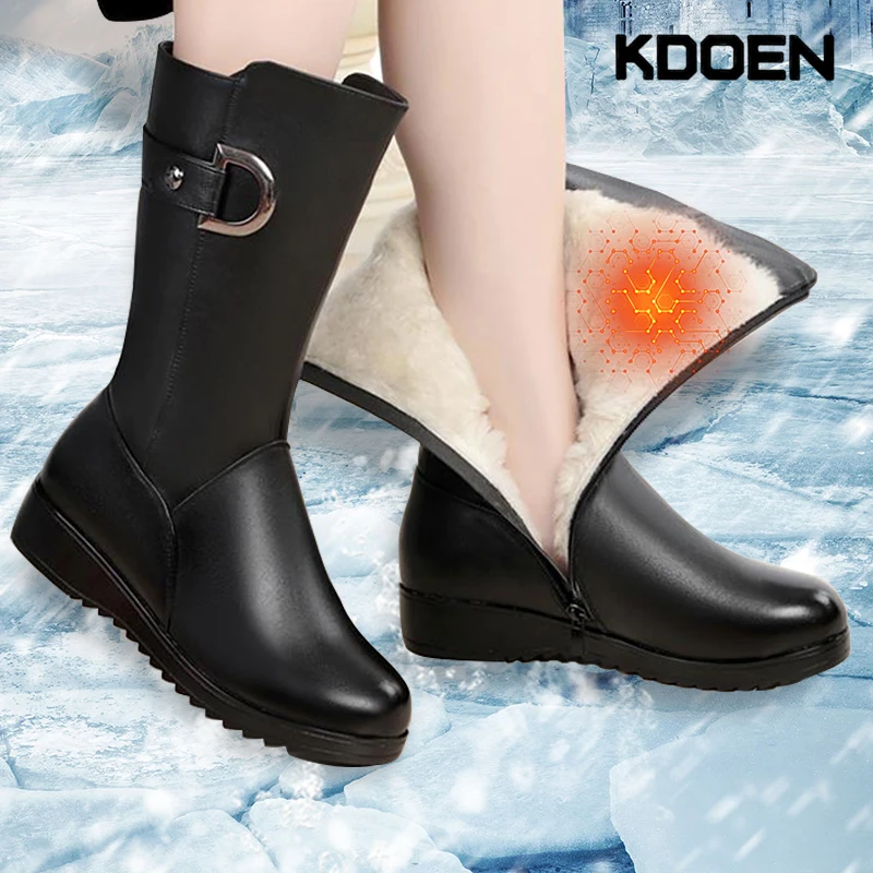 Botas elásticas hasta la rodilla de tacón grueso para mujer, zapatos