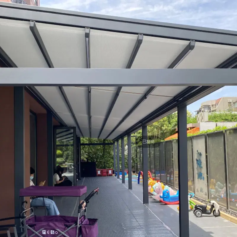 Operable Garden Aluminum Pergola Cover Gazebo Retractable Roof Awning Waterproof Design